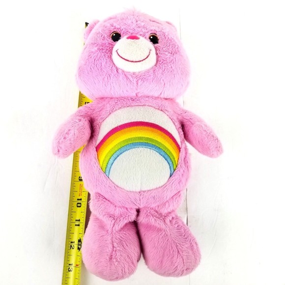 Care Bear Pink Rainbow Hasbro American Greetings Hearts 13 Inch Plush Toy GOOD - Picture 9 of 9